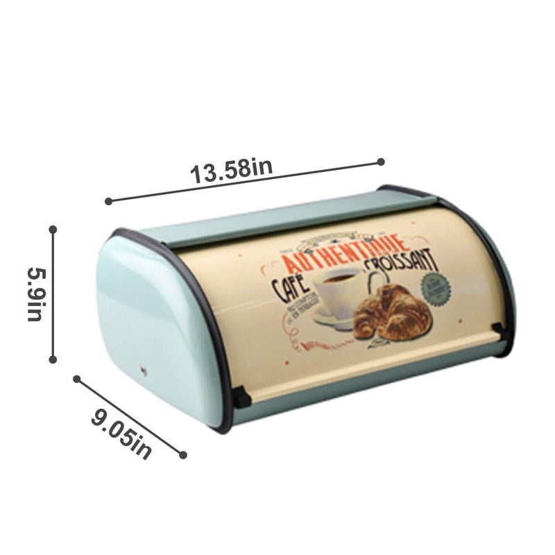 SOTECH Metal Bread Box with Roll Top Vintage Breadbox for Kitchen Countertop Retro Bread Bin Holder Counter Farmhouse Bread Storage Container Blue - Image 1